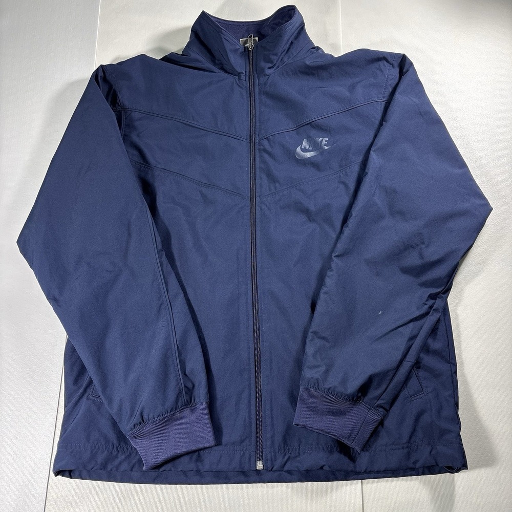 Nike Sportswear Men's Large Navy Full Zip Windbreaker Jacket Embroidered Swoosh